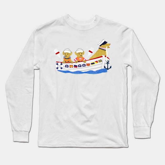 Nautical Preppy Dogs - Golden Retrievers Long Sleeve T-Shirt by emrdesigns